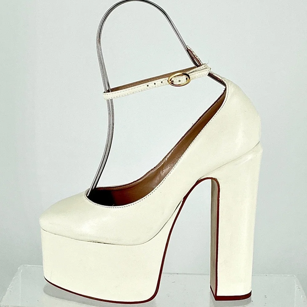 ZIGI Size 8 Off White Leather Chunky Platform Ankle Heels NEW Nikole $200 Brazil
